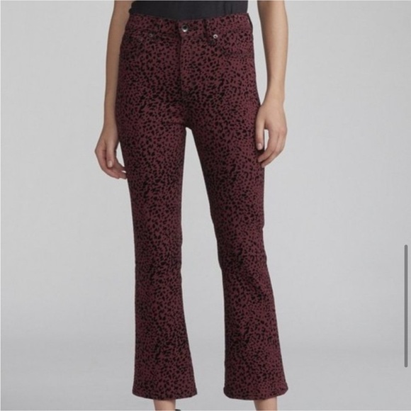 RAG & BONE Hana Cheetah Bootcut Jeans in Burgundy size 28 - Picture 4 of 11